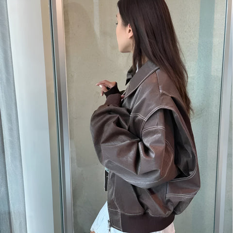 Lina | Elegant Leather Coat