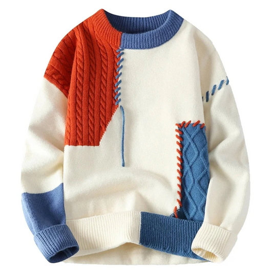 Zevo | Soft Knit Patchwork Pullover