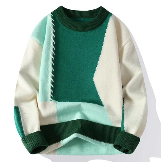 Zevo | Soft Knit Patchwork Pullover