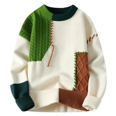 Zevo | Soft Knit Patchwork Pullover