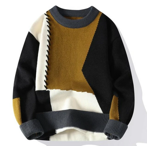 Zevo | Soft Knit Patchwork Pullover