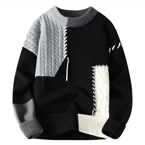 Zevo | Soft Knit Patchwork Pullover